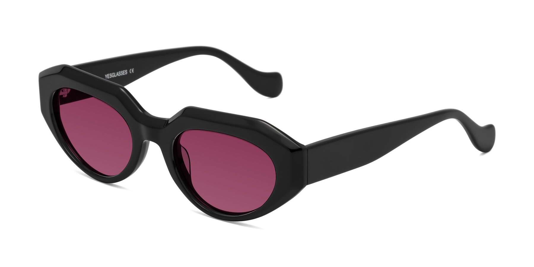 Angle of Vantis in Black with Wine Tinted Lenses