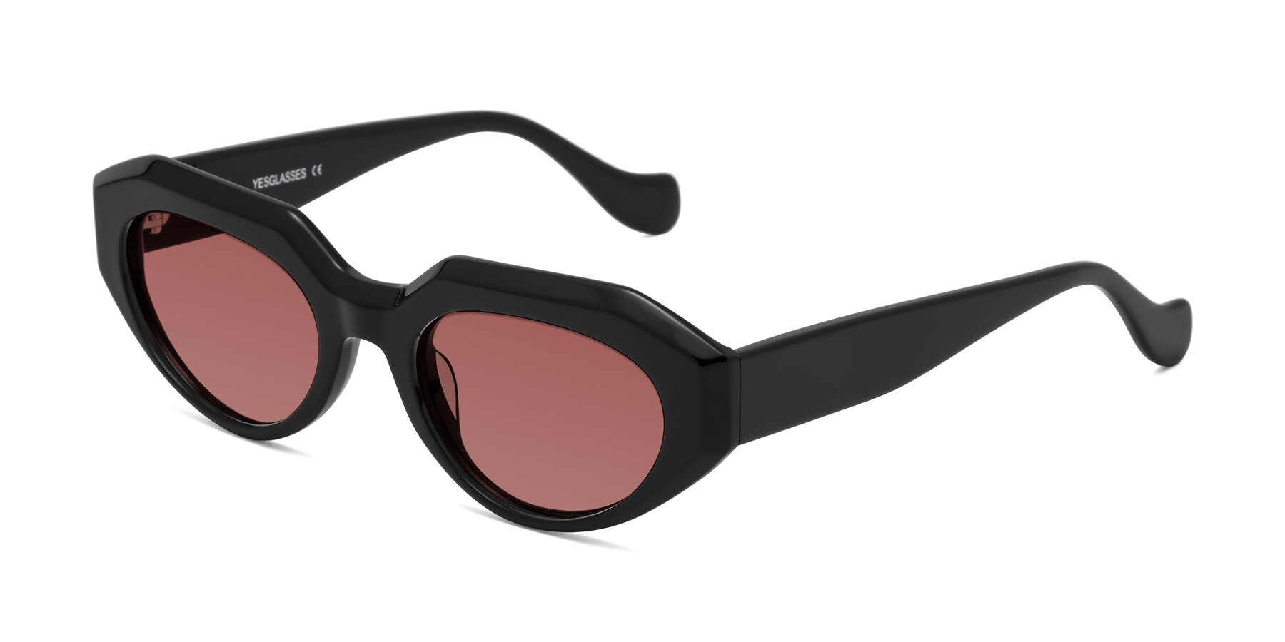 Angle of Vantis in Black with Garnet Tinted Lenses