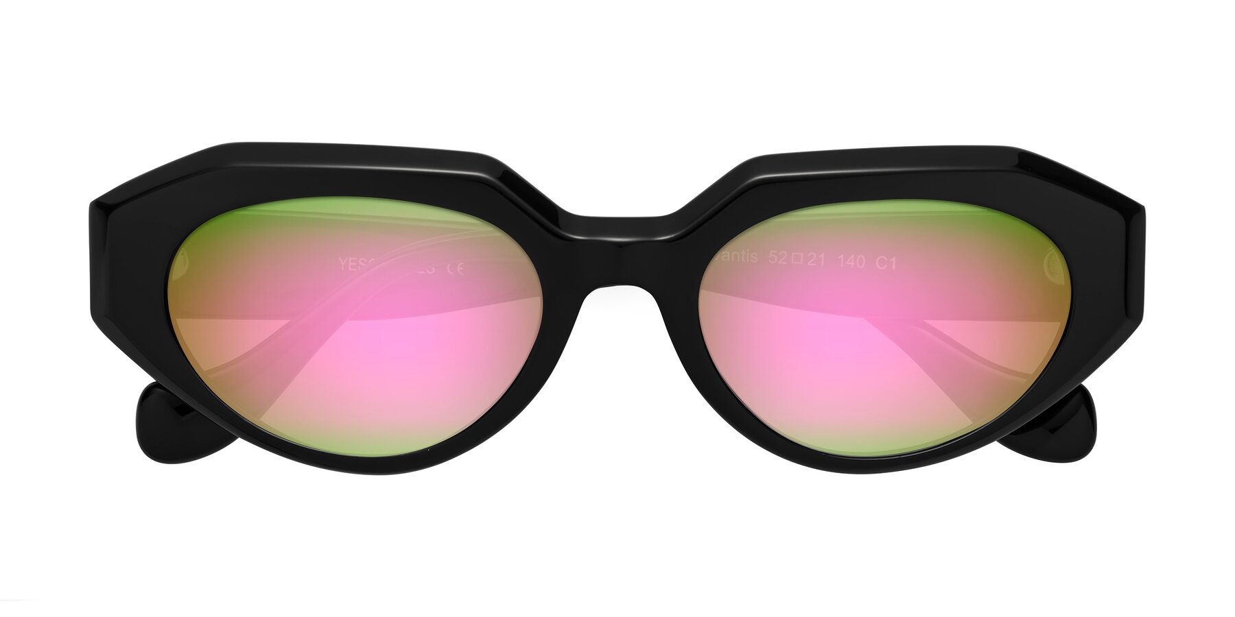 Folded Front of Vantis in Black with Pink Mirrored Lenses