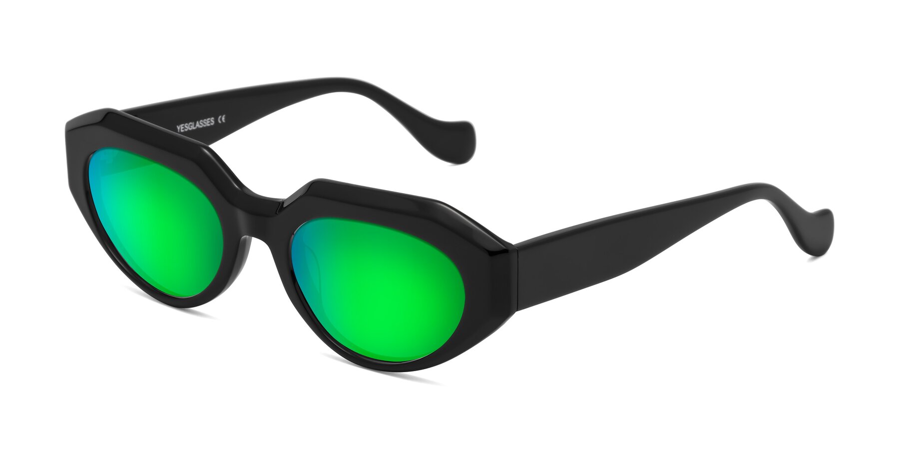 Angle of Vantis in Black with Green Mirrored Lenses