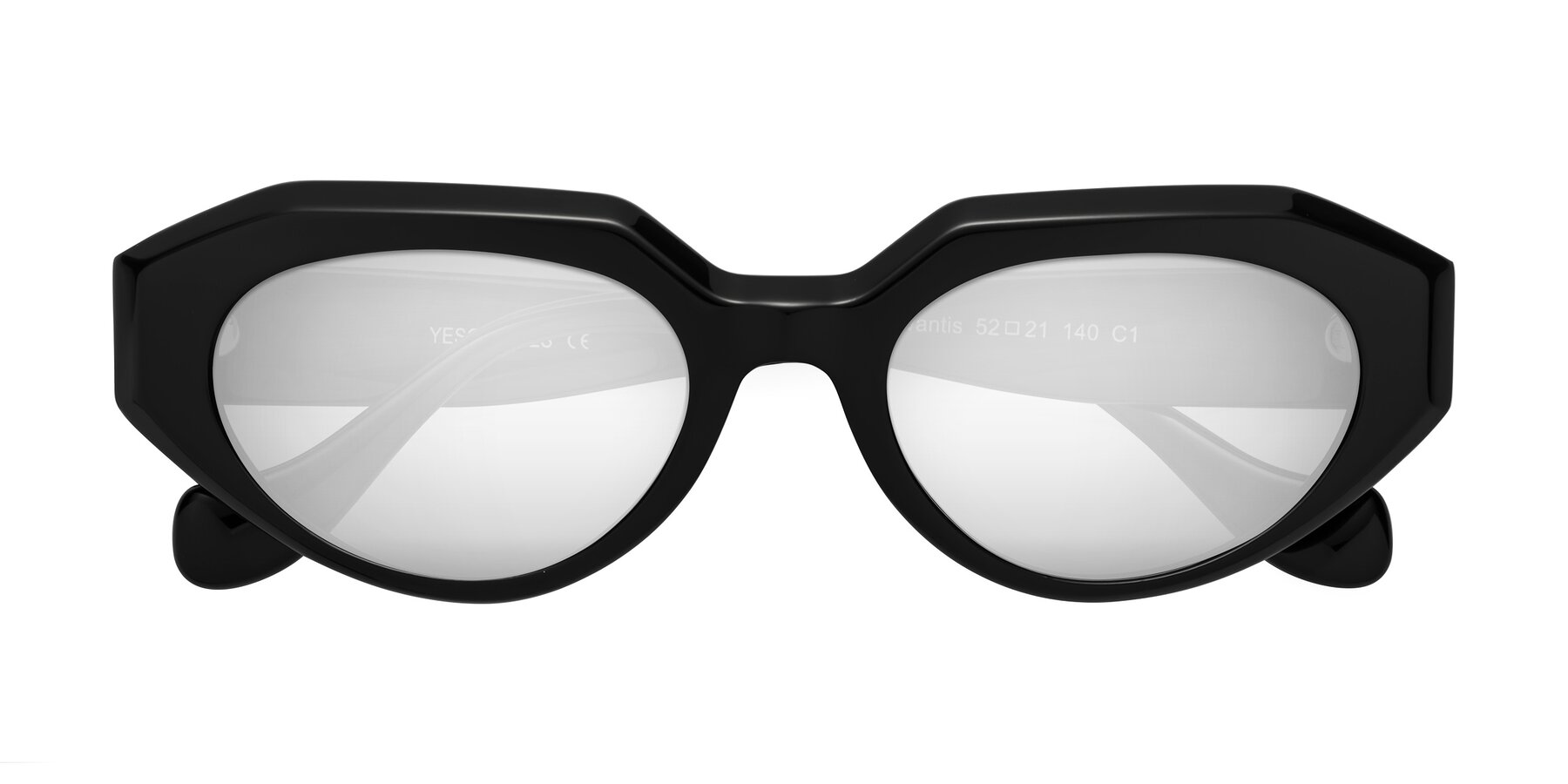 Folded Front of Vantis in Black with Silver Mirrored Lenses