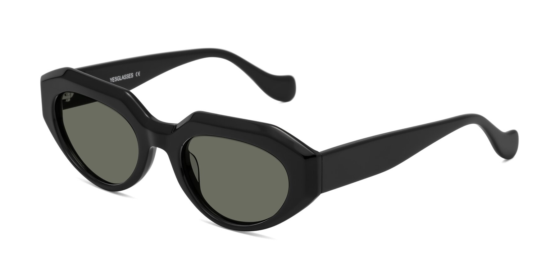 Angle of Vantis in Black with Gray Polarized Lenses