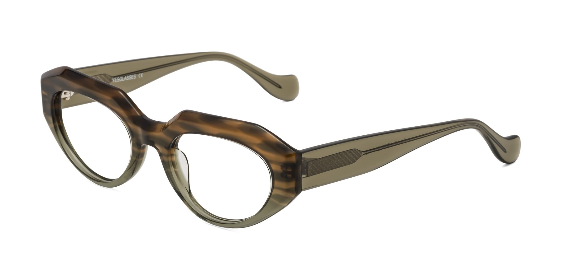 Angle of Vantis in Brown Striped with Clear Eyeglass Lenses