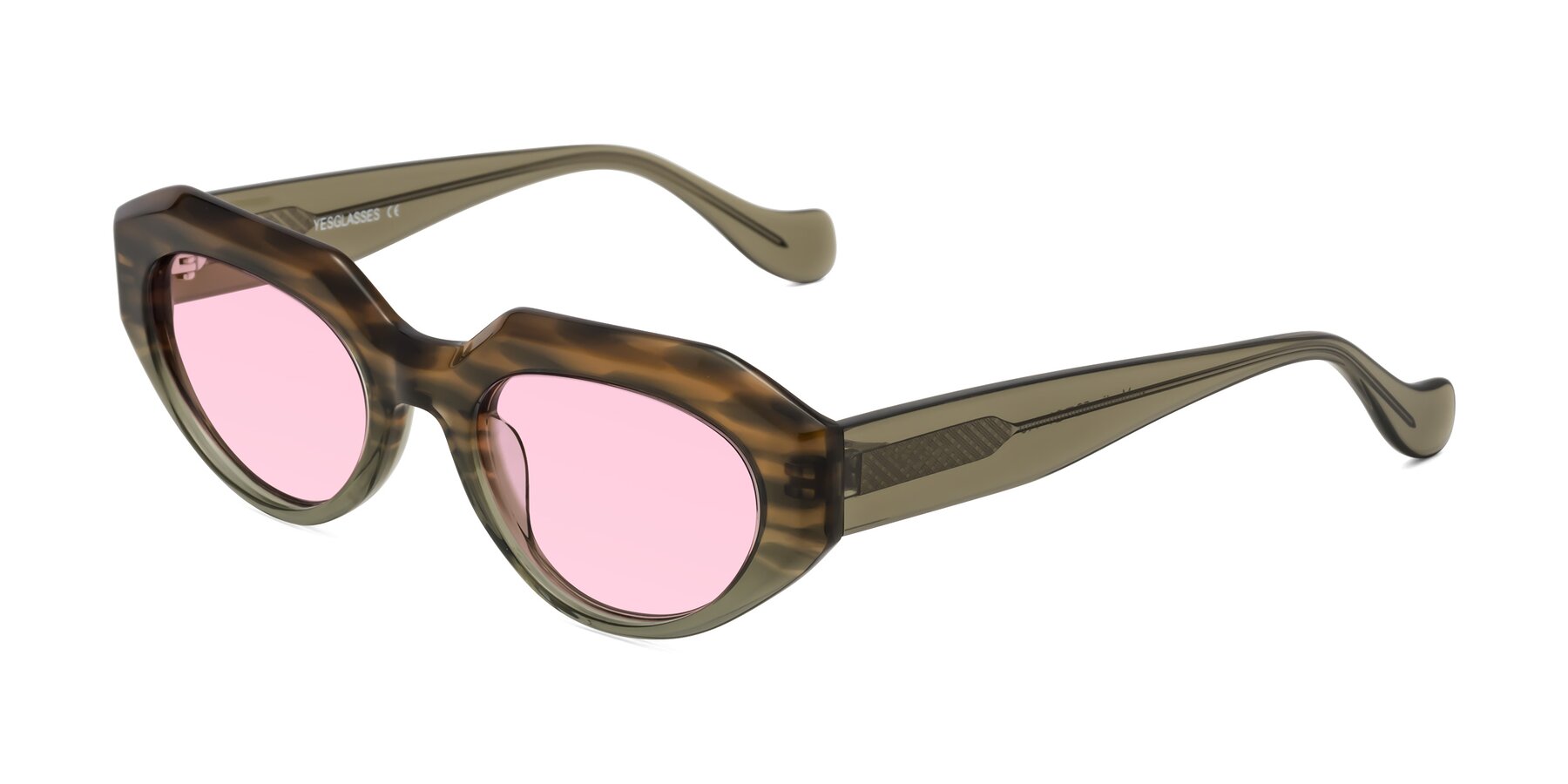 Angle of Vantis in Brown Striped with Light Pink Tinted Lenses