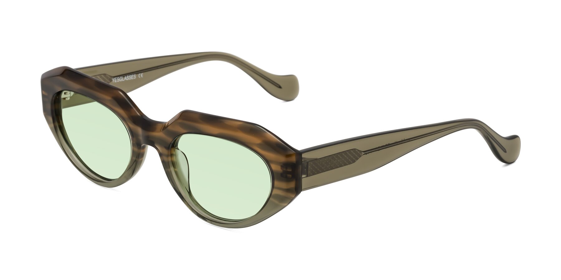 Angle of Vantis in Brown Striped with Light Green Tinted Lenses