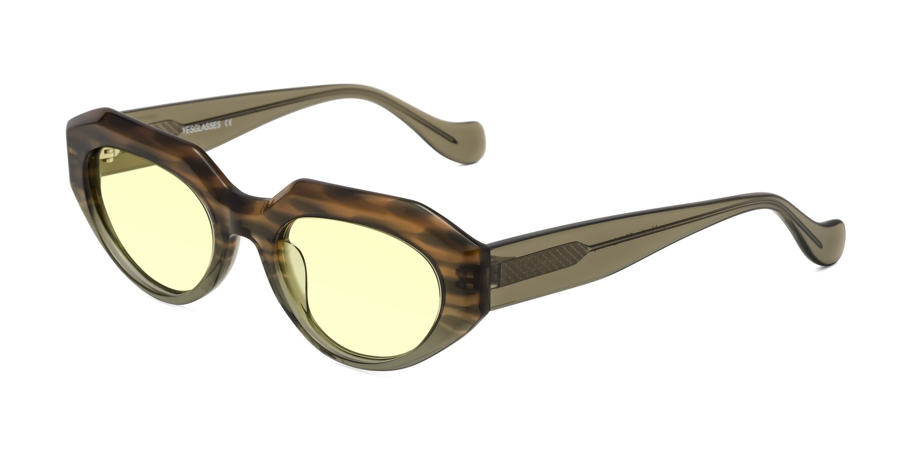 Angle of Vantis in Brown Striped with Light Yellow Tinted Lenses