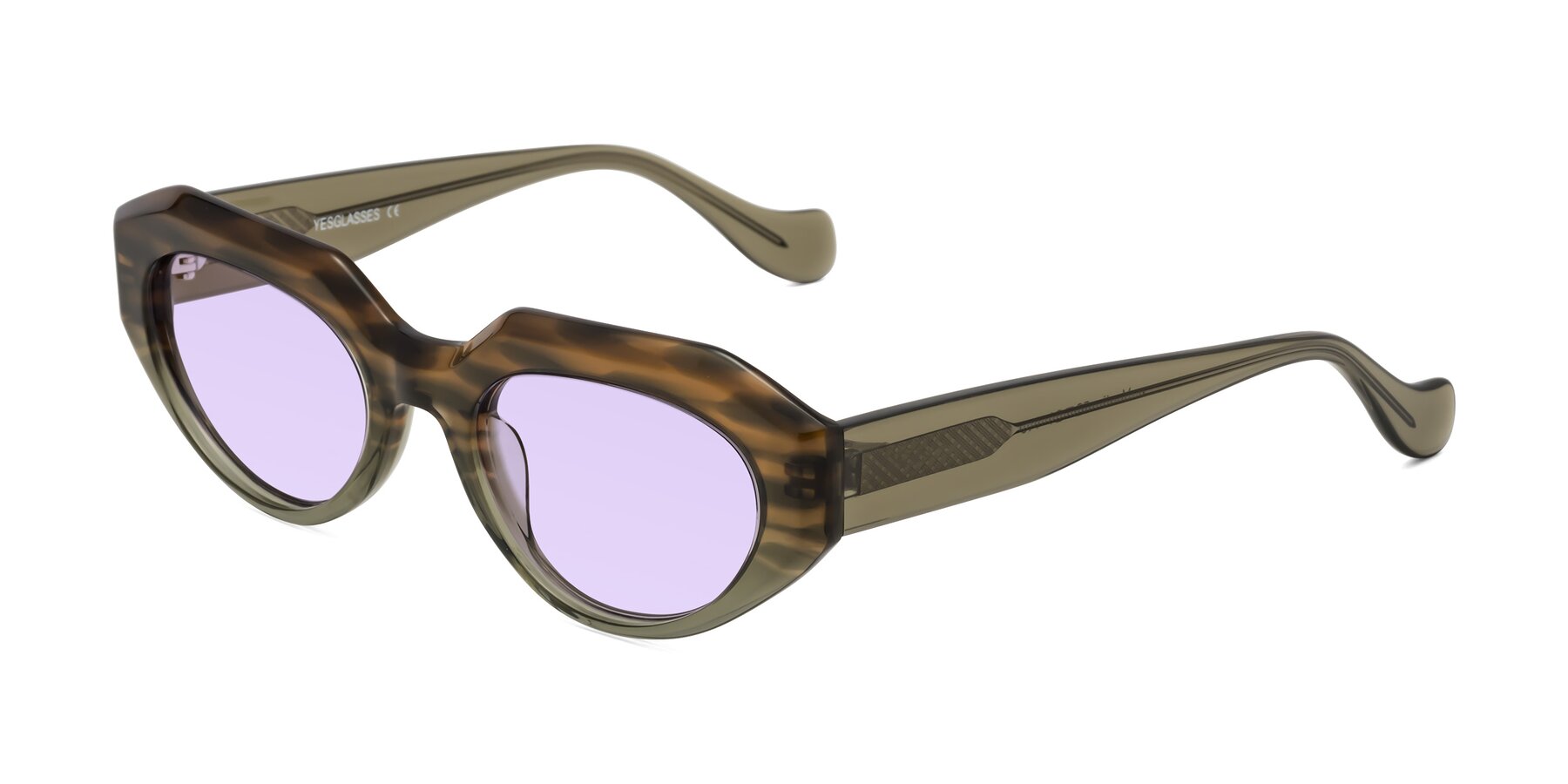 Angle of Vantis in Brown Striped with Light Purple Tinted Lenses