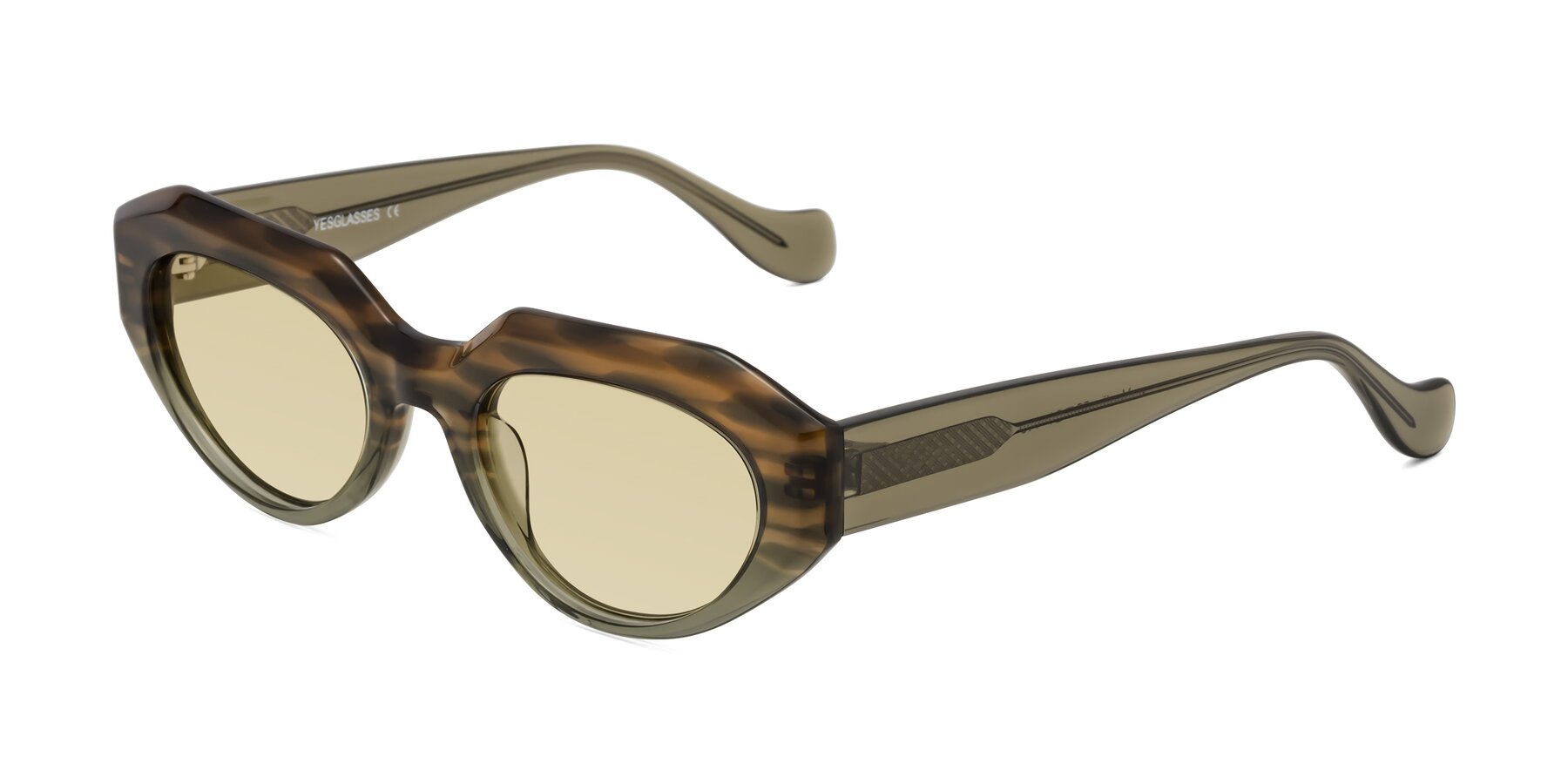 Angle of Vantis in Brown Striped with Light Champagne Tinted Lenses