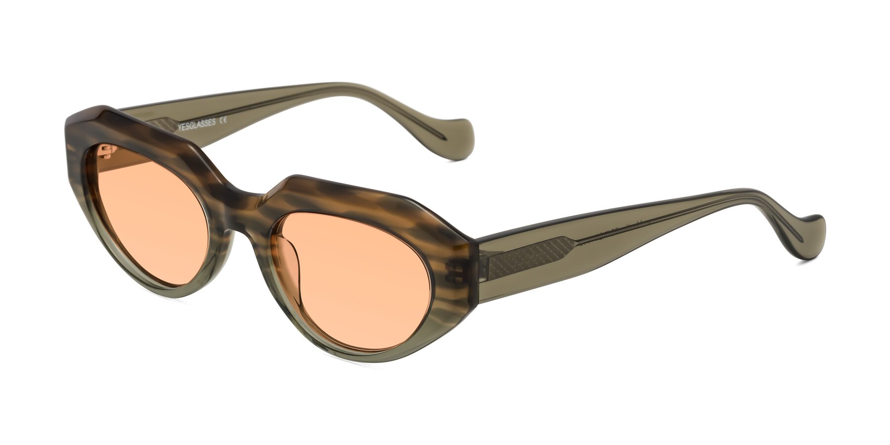 Angle of Vantis in Brown Striped with Light Orange Tinted Lenses