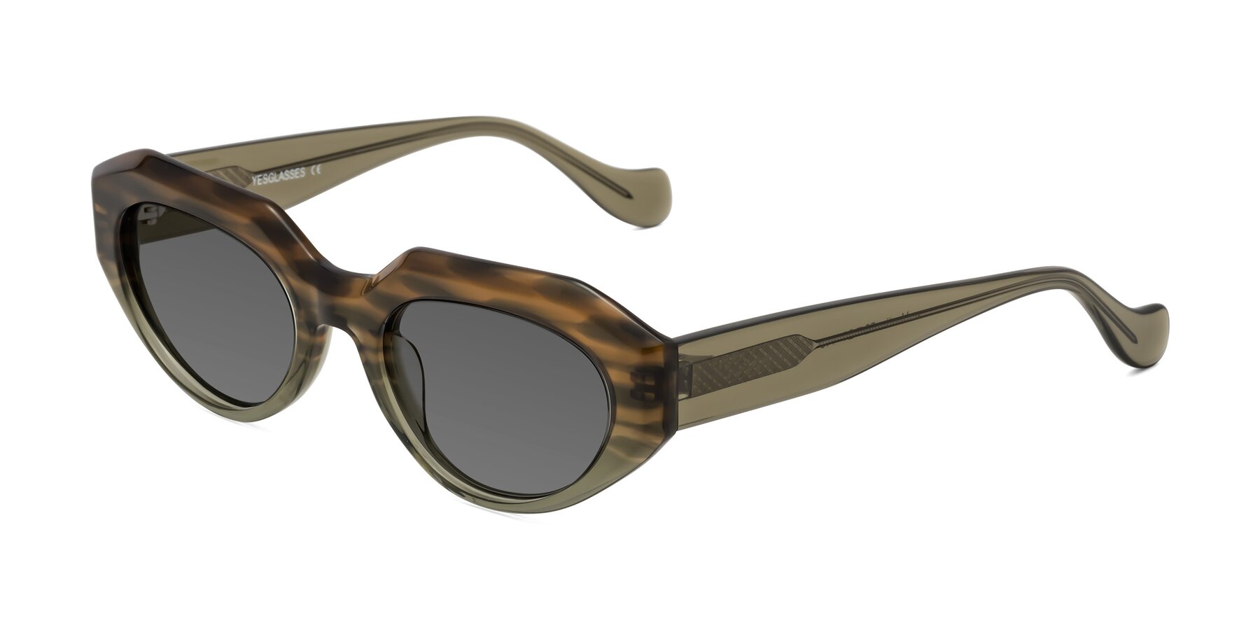 Angle of Vantis in Brown Striped with Medium Gray Tinted Lenses