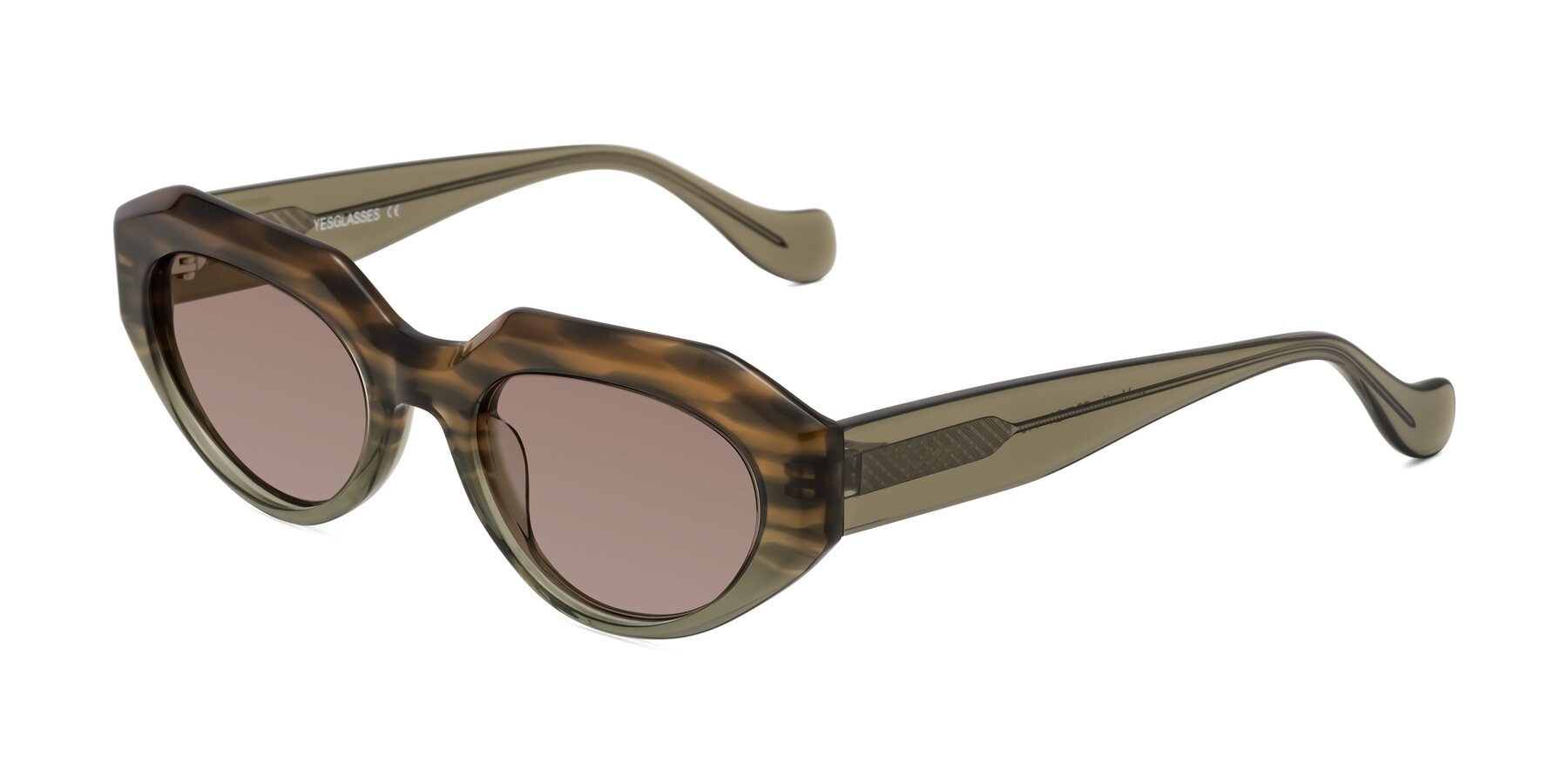 Angle of Vantis in Brown Striped with Medium Brown Tinted Lenses