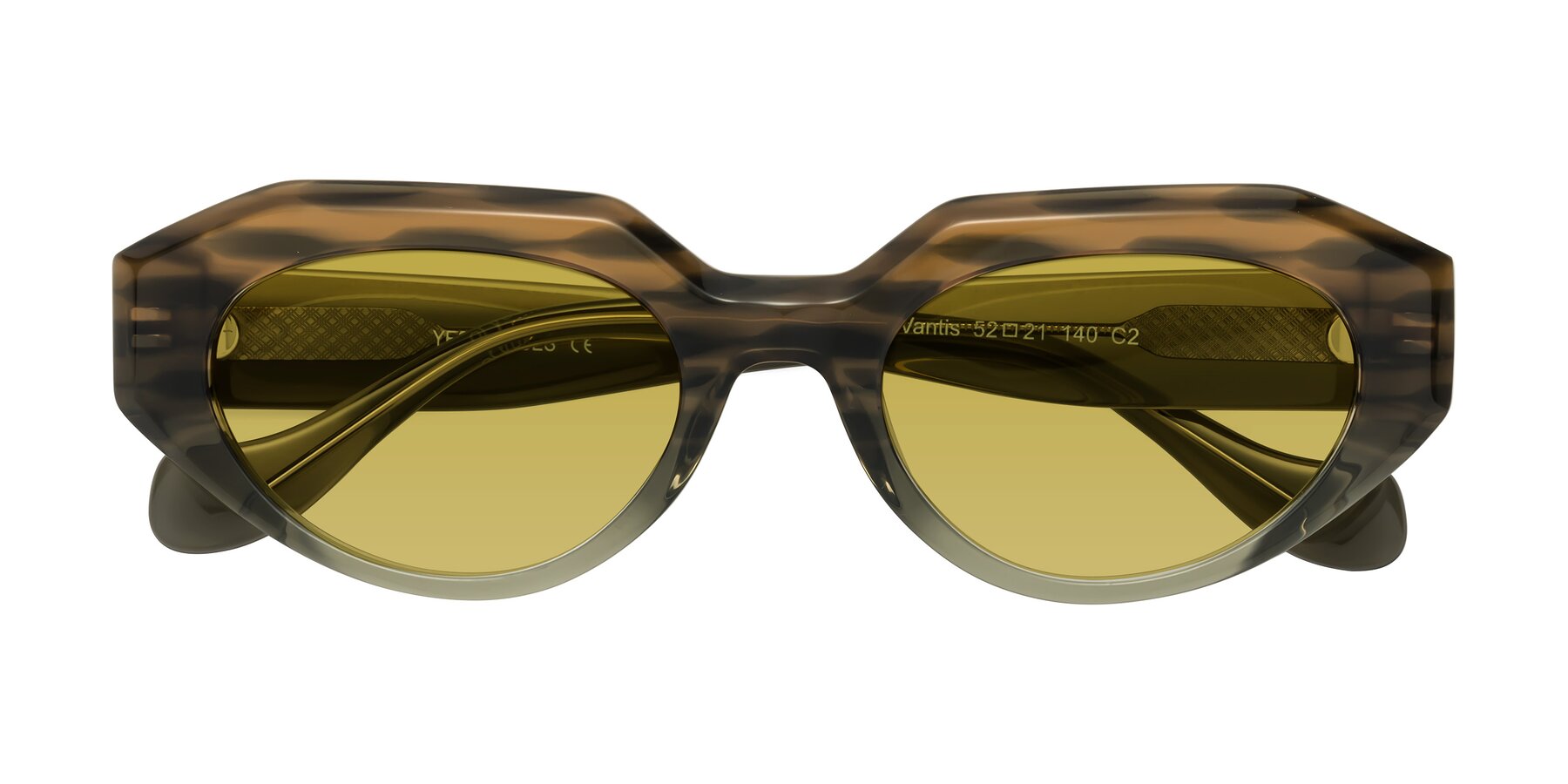 Folded Front of Vantis in Brown Striped with Champagne Tinted Lenses