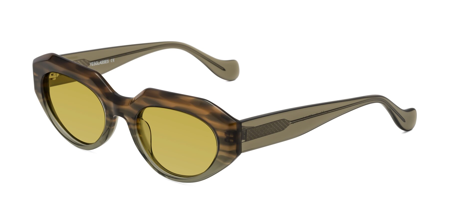 Angle of Vantis in Brown Striped with Champagne Tinted Lenses