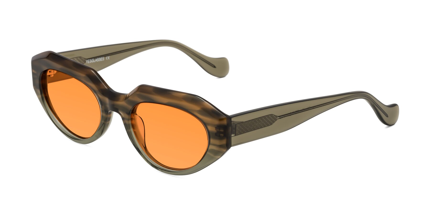 Angle of Vantis in Brown Striped with Orange Tinted Lenses