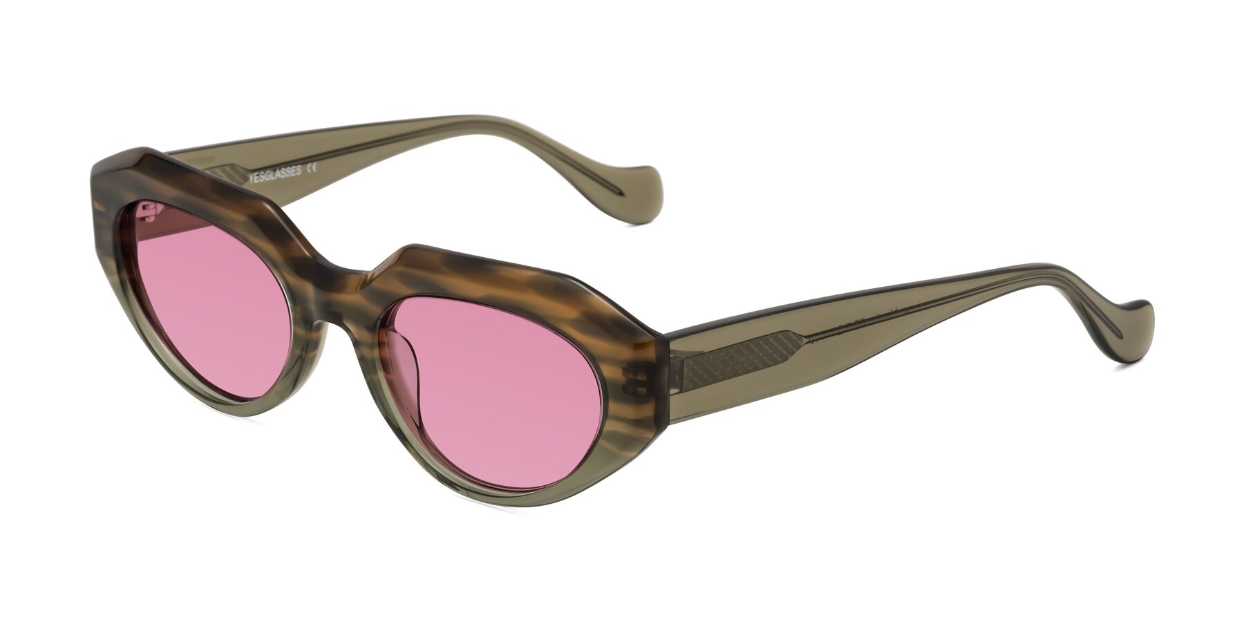 Angle of Vantis in Brown Striped with Medium Wine Tinted Lenses