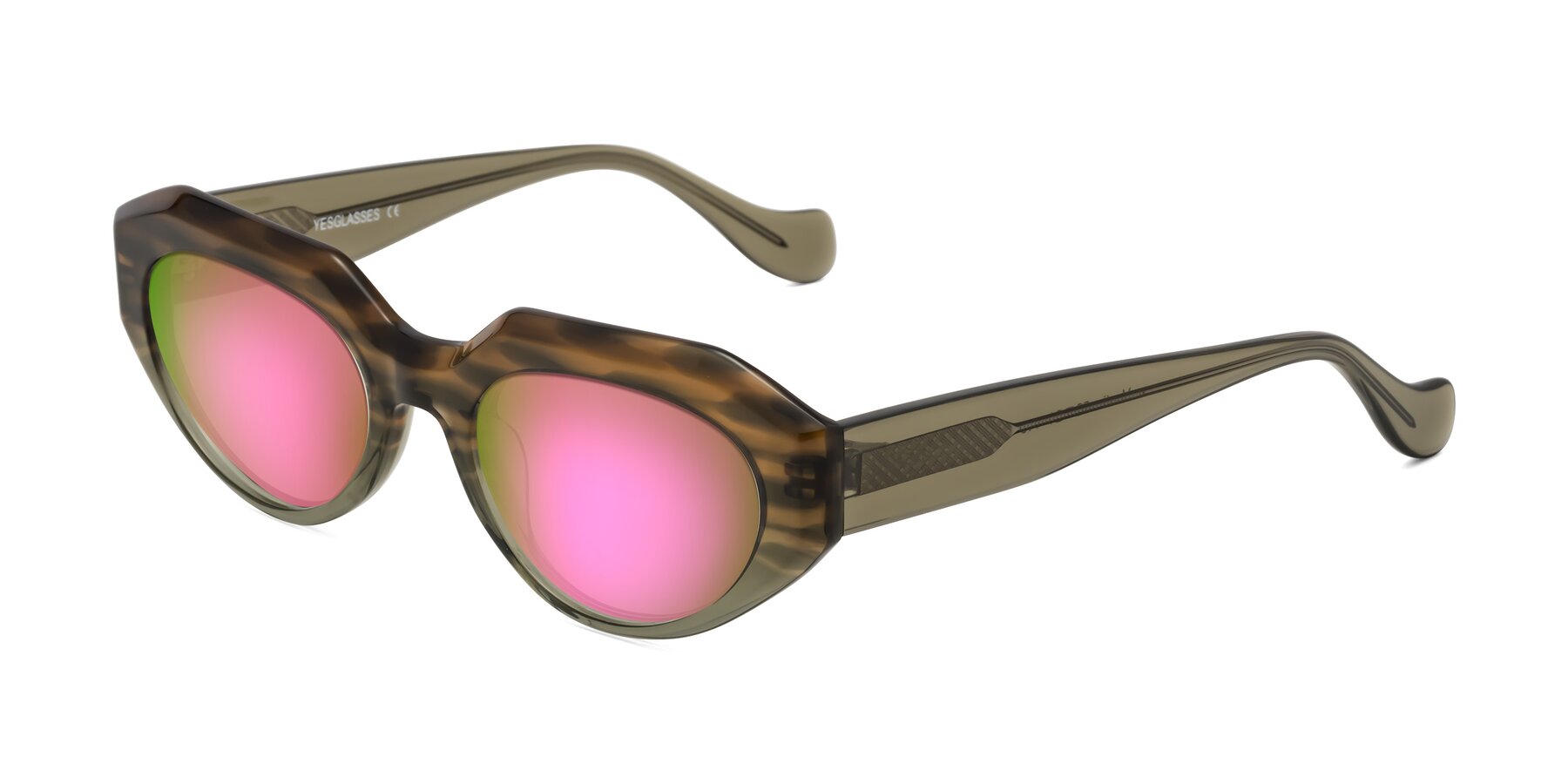 Angle of Vantis in Brown Striped with Pink Mirrored Lenses