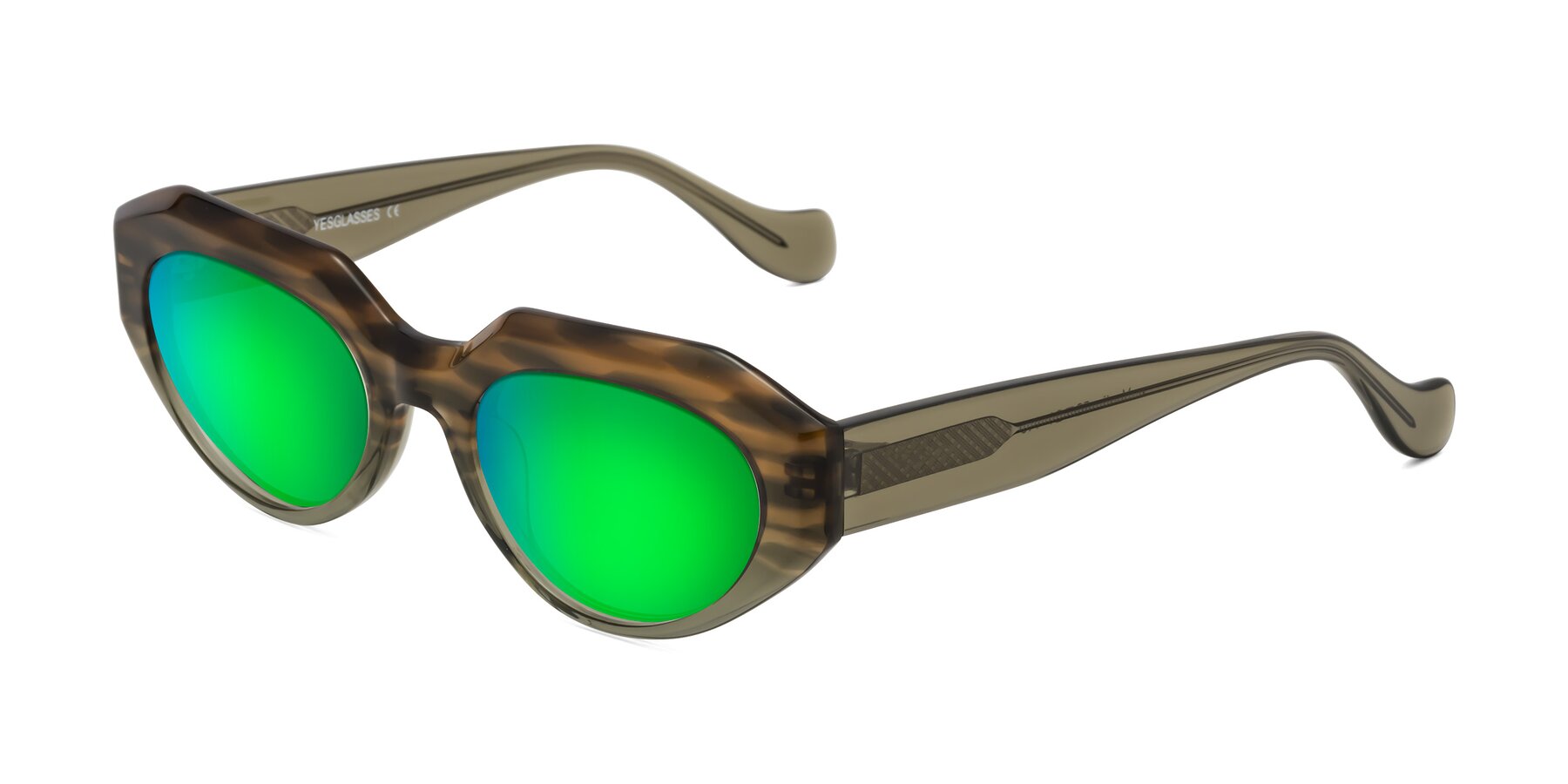 Angle of Vantis in Brown Striped with Green Mirrored Lenses