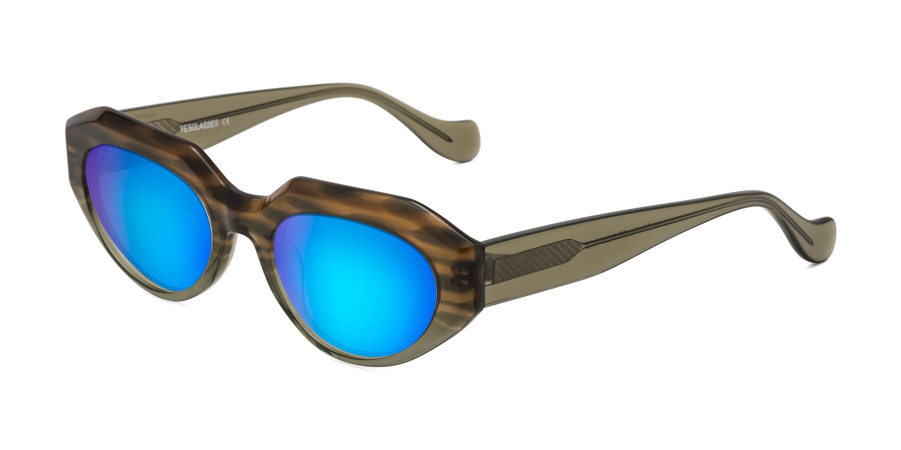Angle of Vantis in Brown Striped with Blue Mirrored Lenses