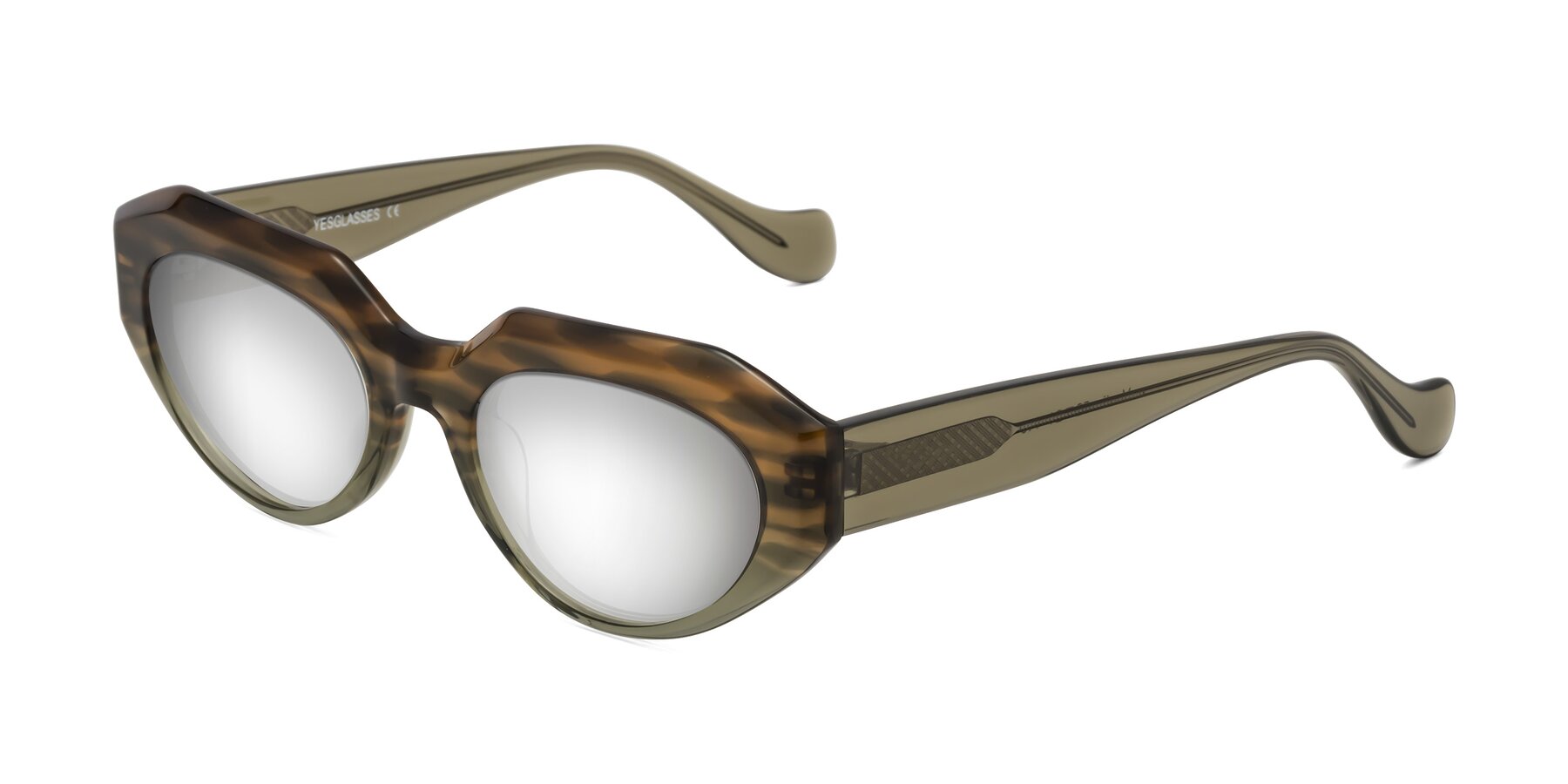 Angle of Vantis in Brown Striped with Silver Mirrored Lenses