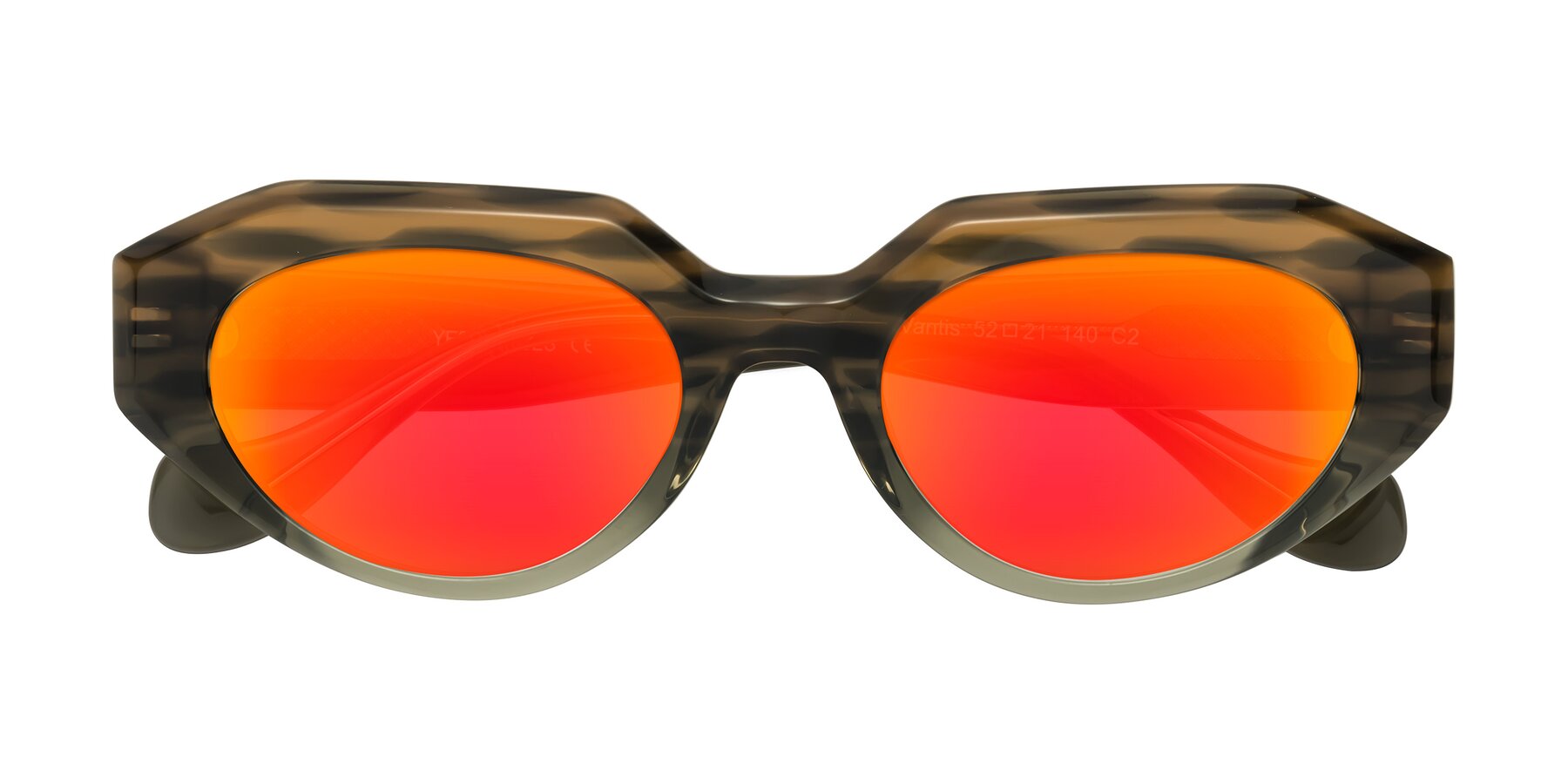 Folded Front of Vantis in Brown Striped with Red Gold Mirrored Lenses