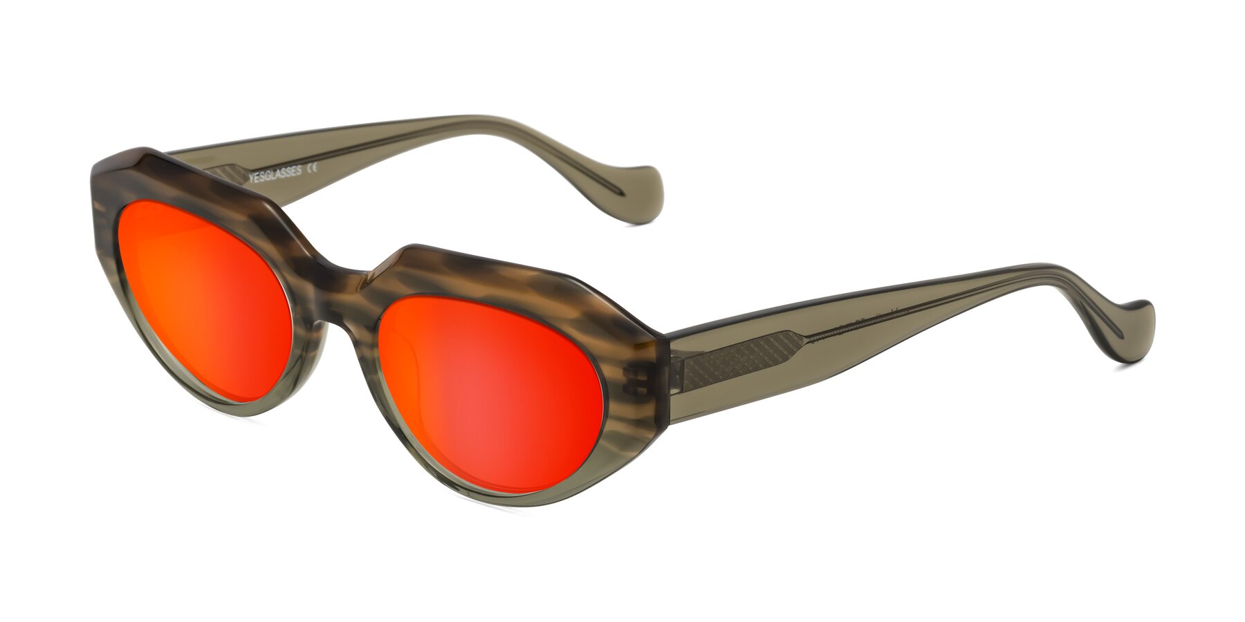 Angle of Vantis in Brown Striped with Red Gold Mirrored Lenses