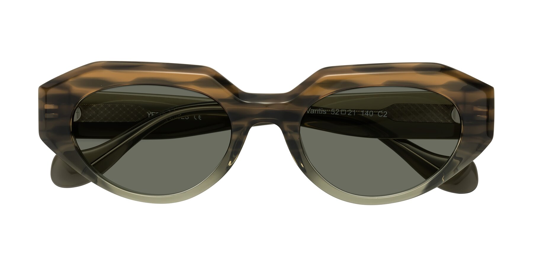 Folded Front of Vantis in Brown Striped with Gray Polarized Lenses