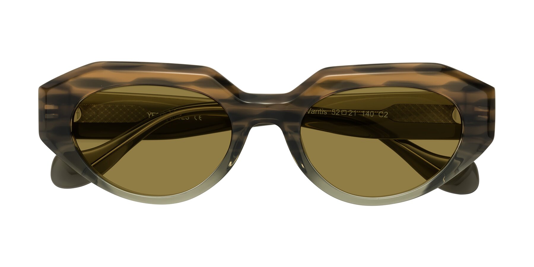 Folded Front of Vantis in Brown Striped with Brown Polarized Lenses