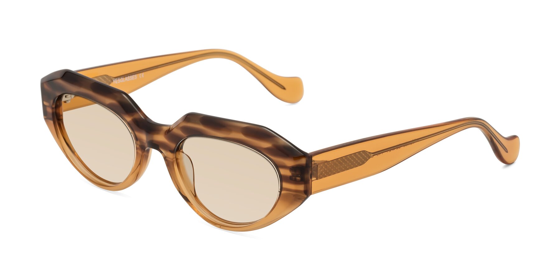 Angle of Vantis in Amber Striped with Light Brown Tinted Lenses