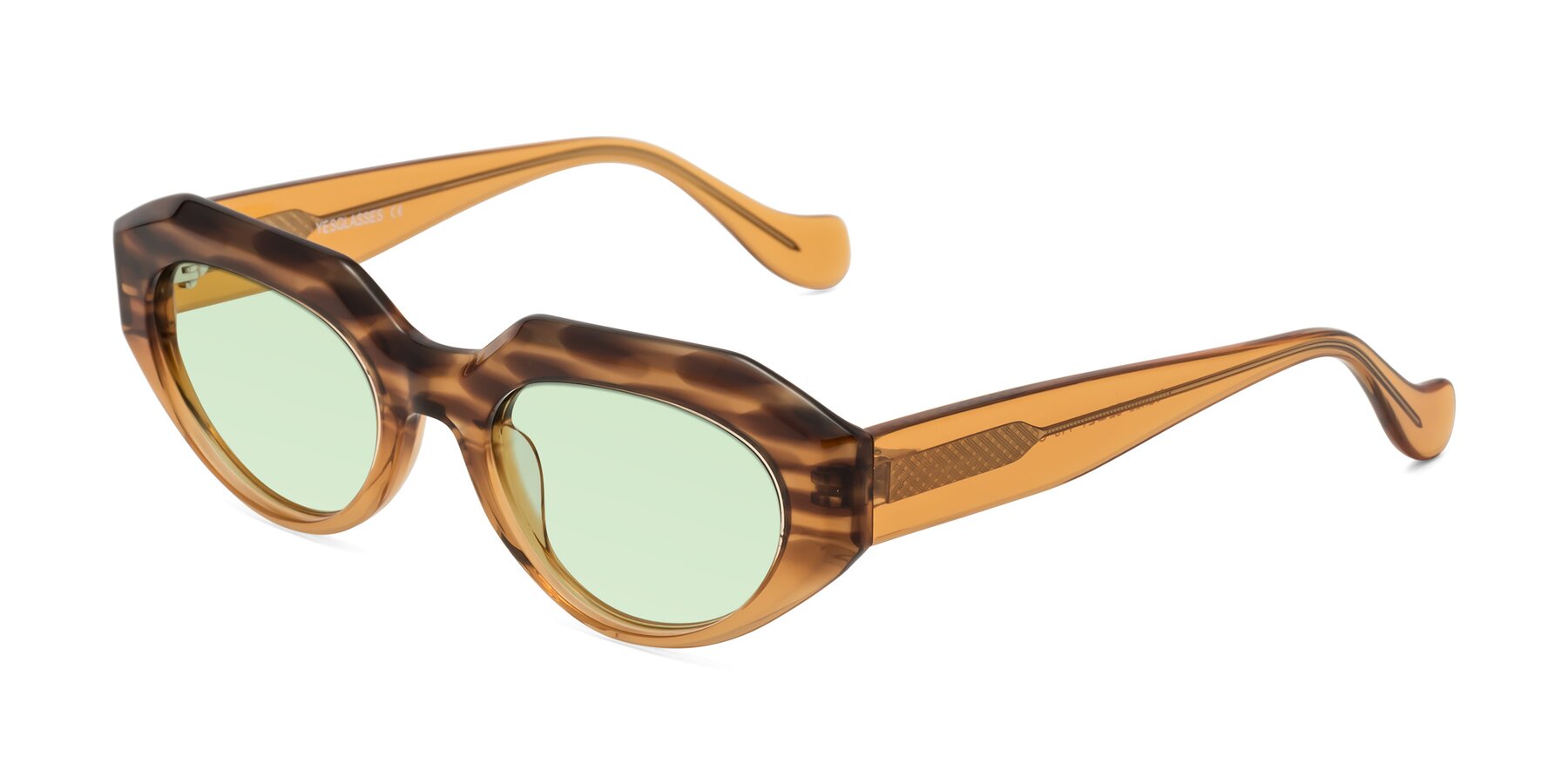 Angle of Vantis in Amber Striped with Light Green Tinted Lenses