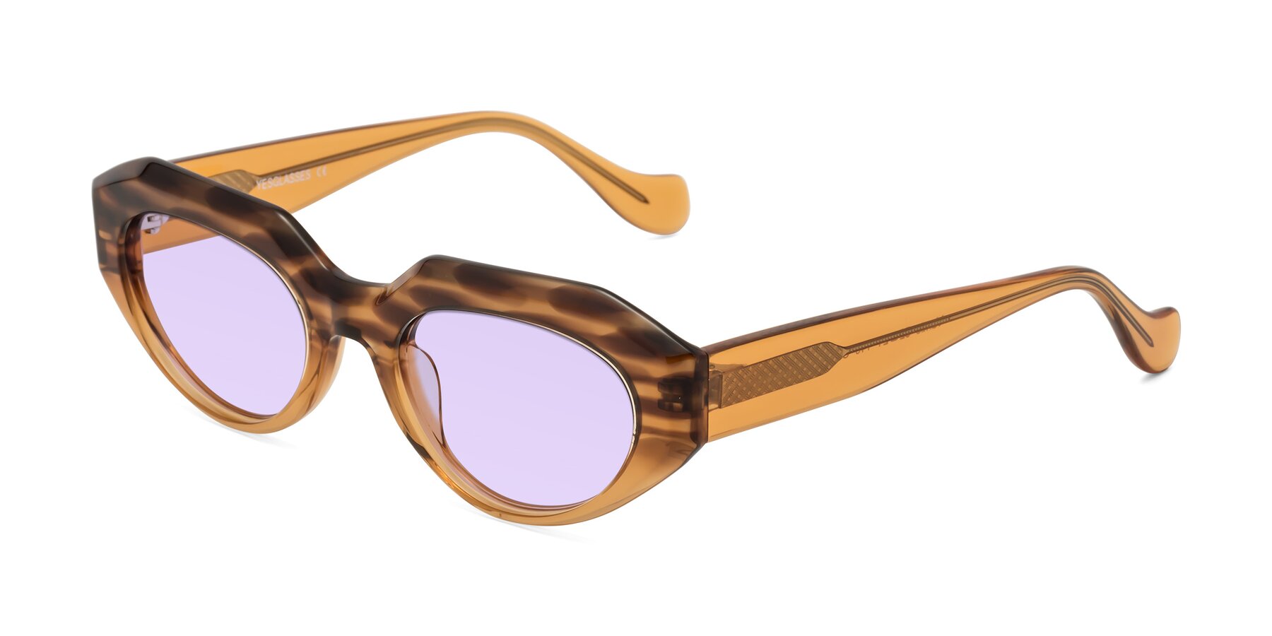 Angle of Vantis in Amber Striped with Light Purple Tinted Lenses