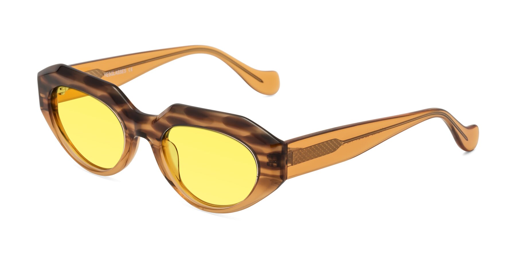 Angle of Vantis in Amber Striped with Medium Yellow Tinted Lenses
