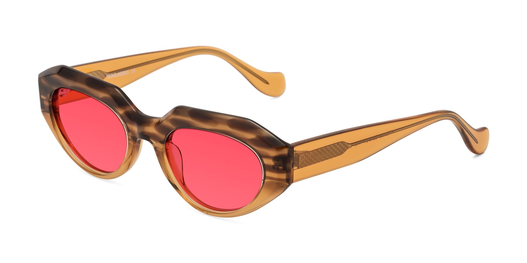 Angle of Vantis in Amber Striped with Red Tinted Lenses