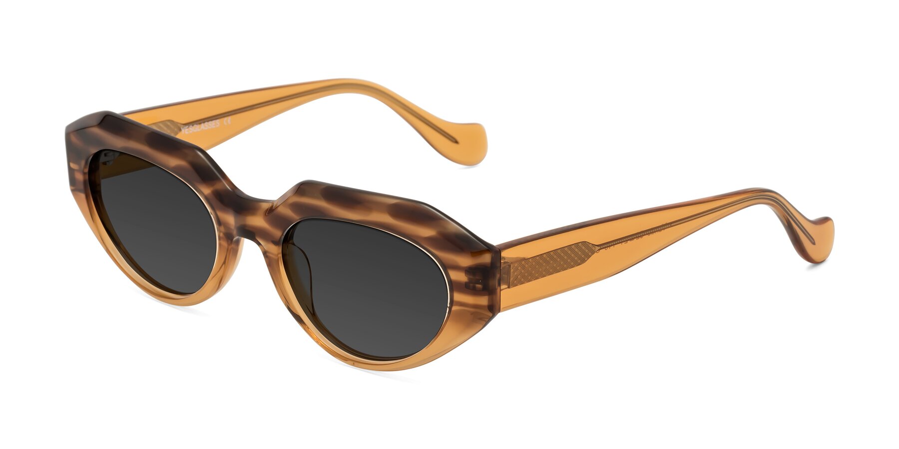 Angle of Vantis in Amber Striped with Gray Tinted Lenses