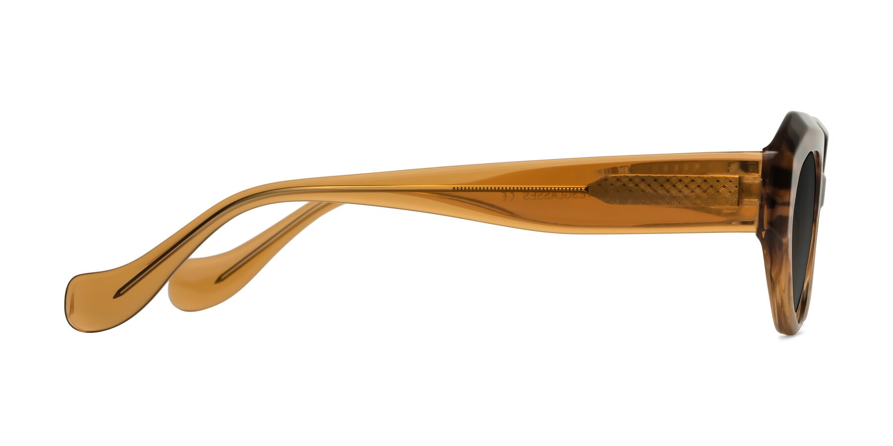 Side of Vantis in Amber Striped with Gray Tinted Lenses