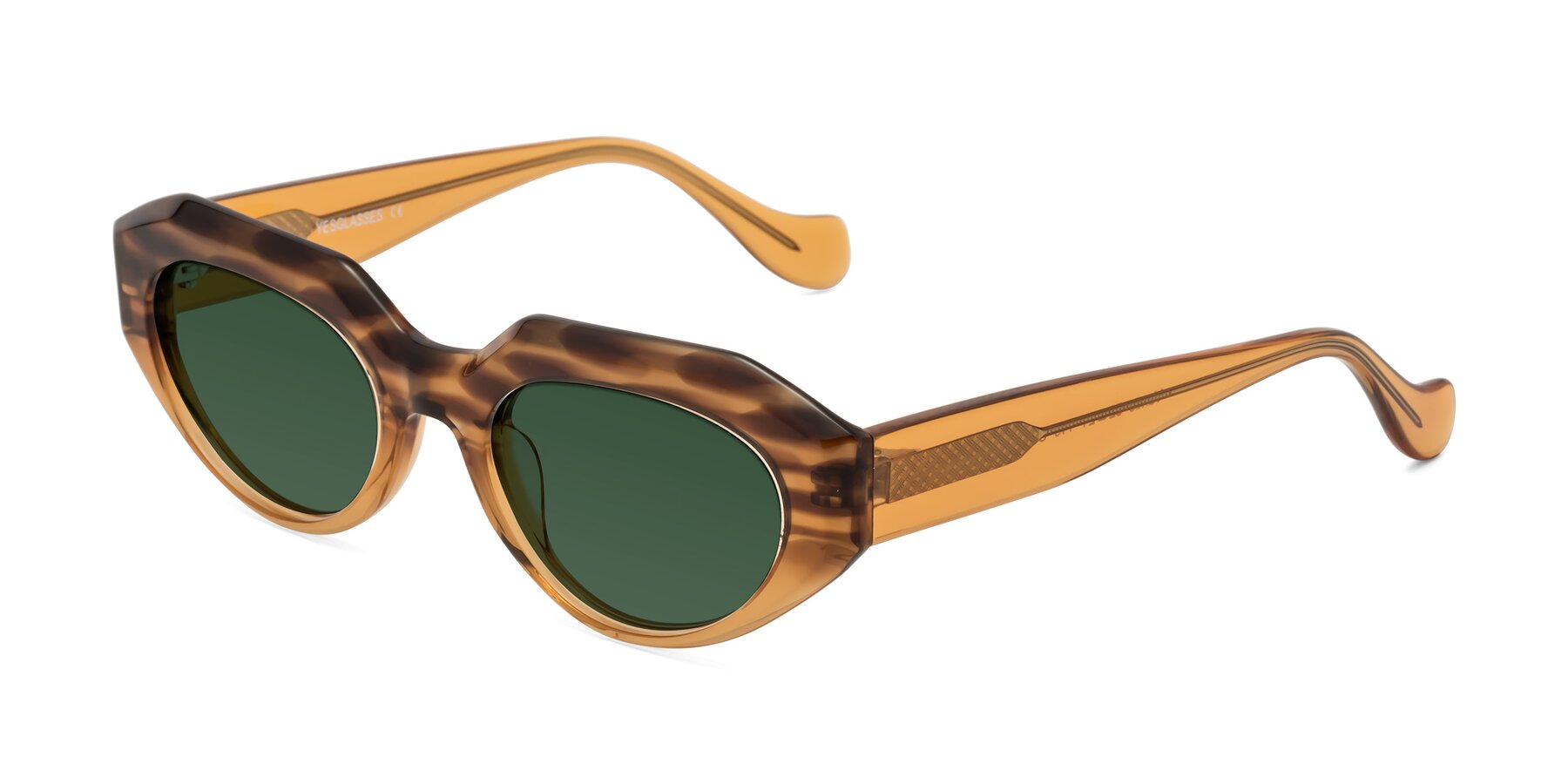 Angle of Vantis in Amber Striped with Green Tinted Lenses