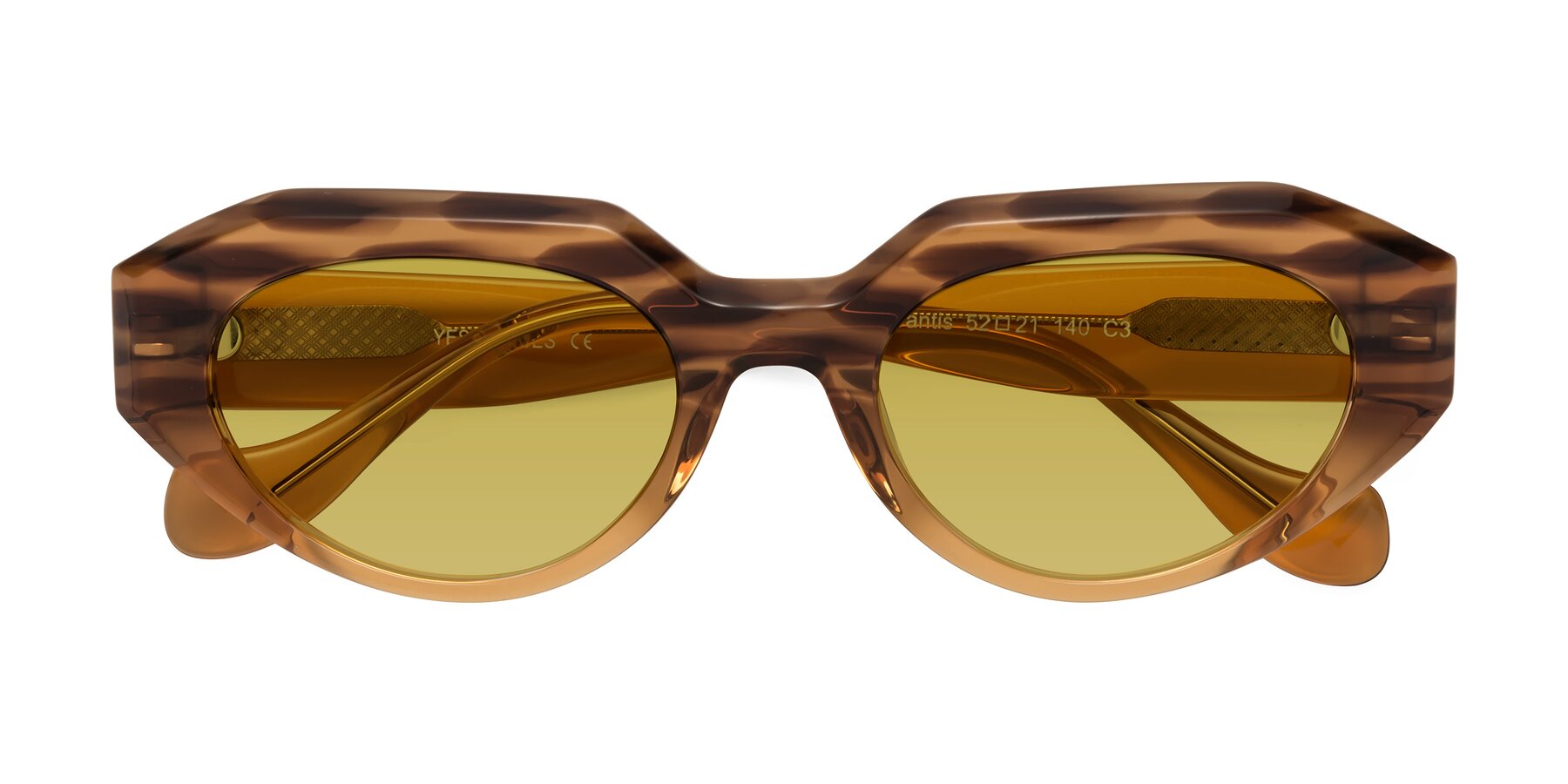 Folded Front of Vantis in Amber Striped with Champagne Tinted Lenses