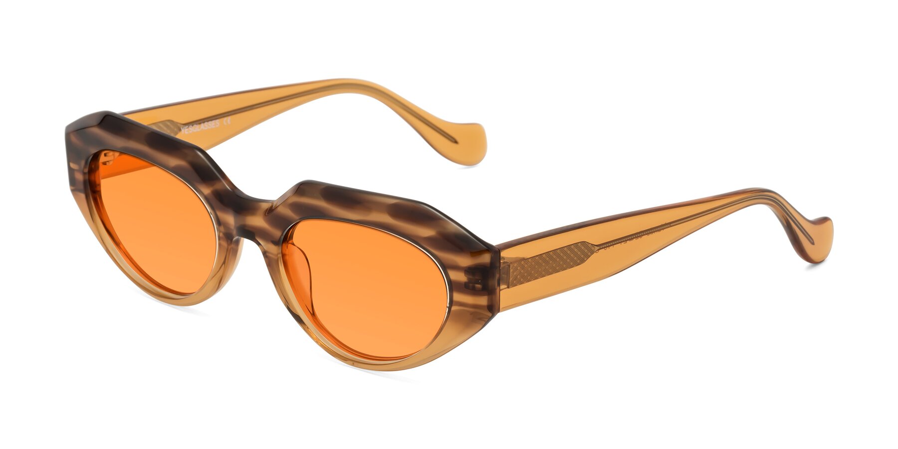 Angle of Vantis in Amber Striped with Orange Tinted Lenses