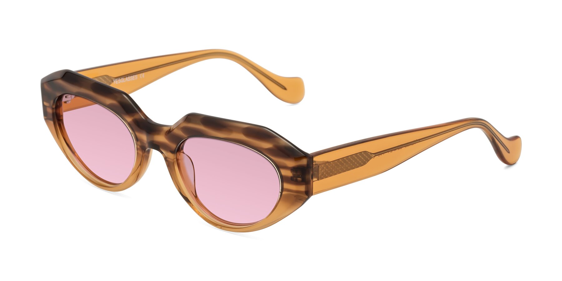 Angle of Vantis in Amber Striped with Light Wine Tinted Lenses