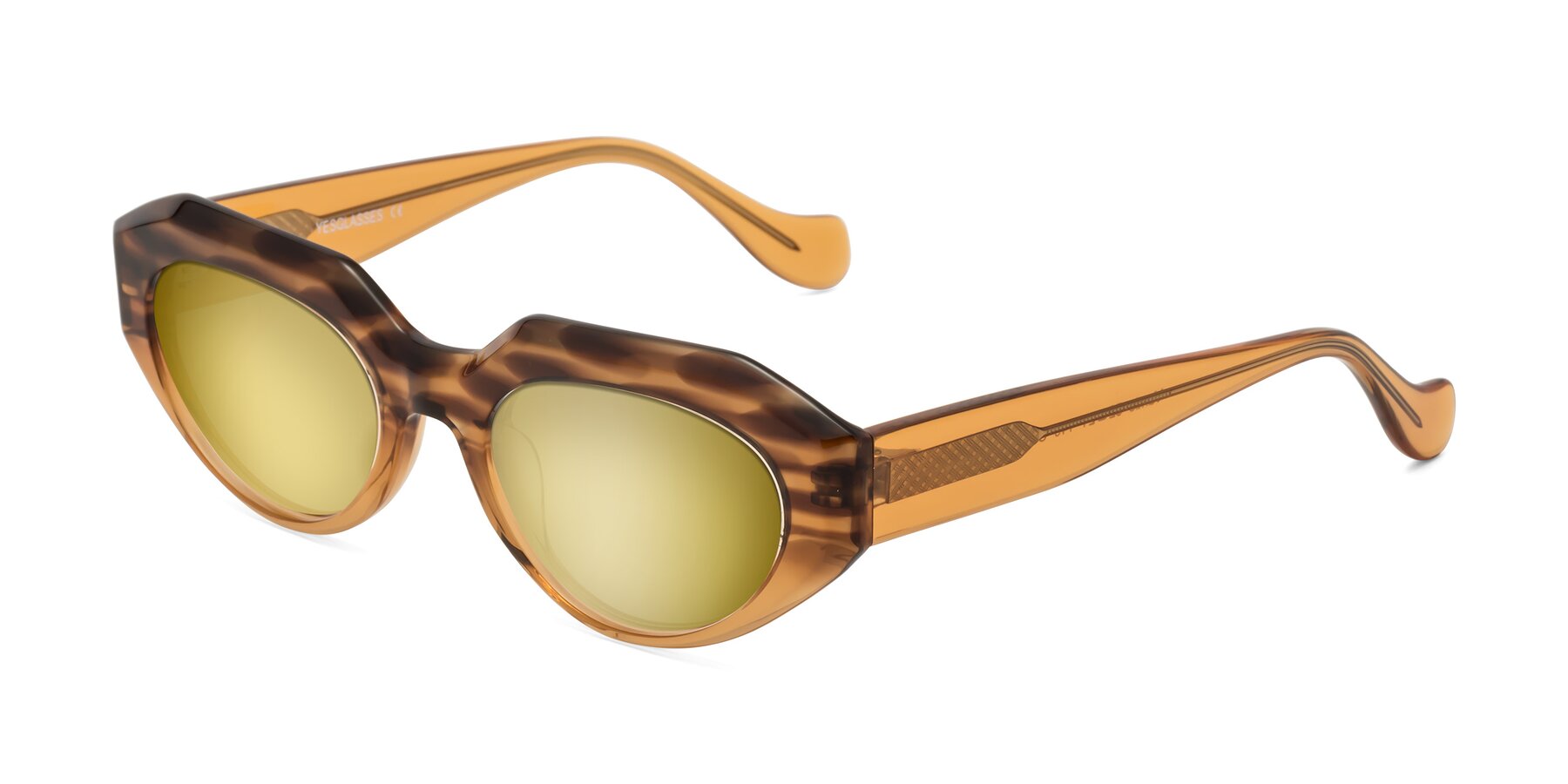 Angle of Vantis in Amber Striped with Gold Mirrored Lenses