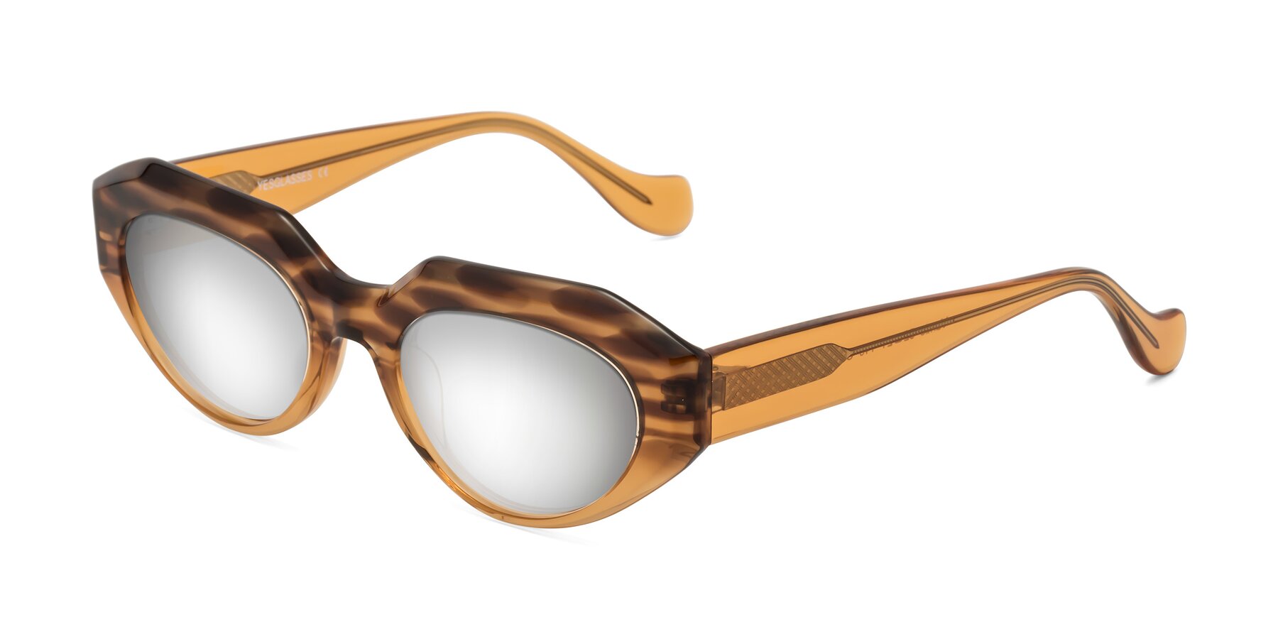 Angle of Vantis in Amber Striped with Silver Mirrored Lenses