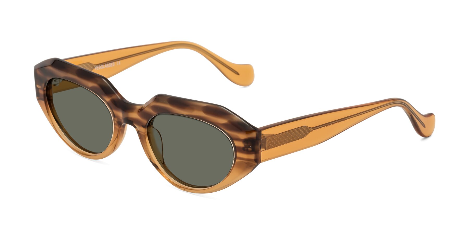 Angle of Vantis in Amber Striped with Gray Polarized Lenses