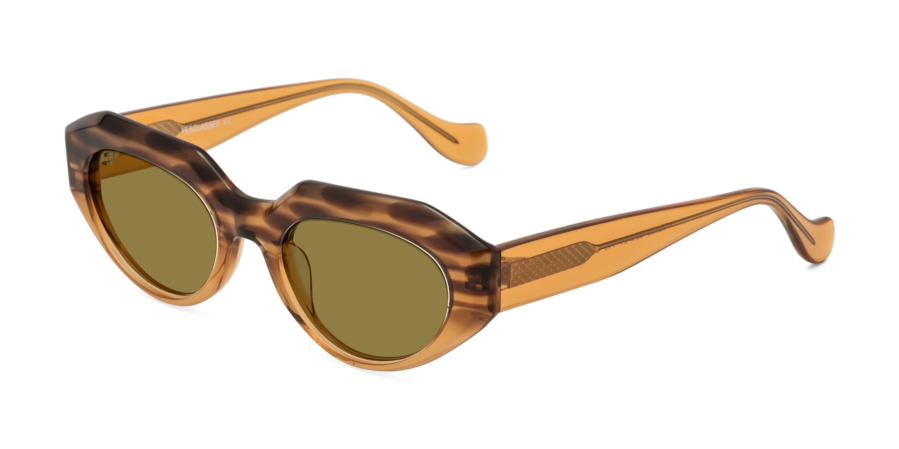 Angle of Vantis in Amber Striped with Brown Polarized Lenses