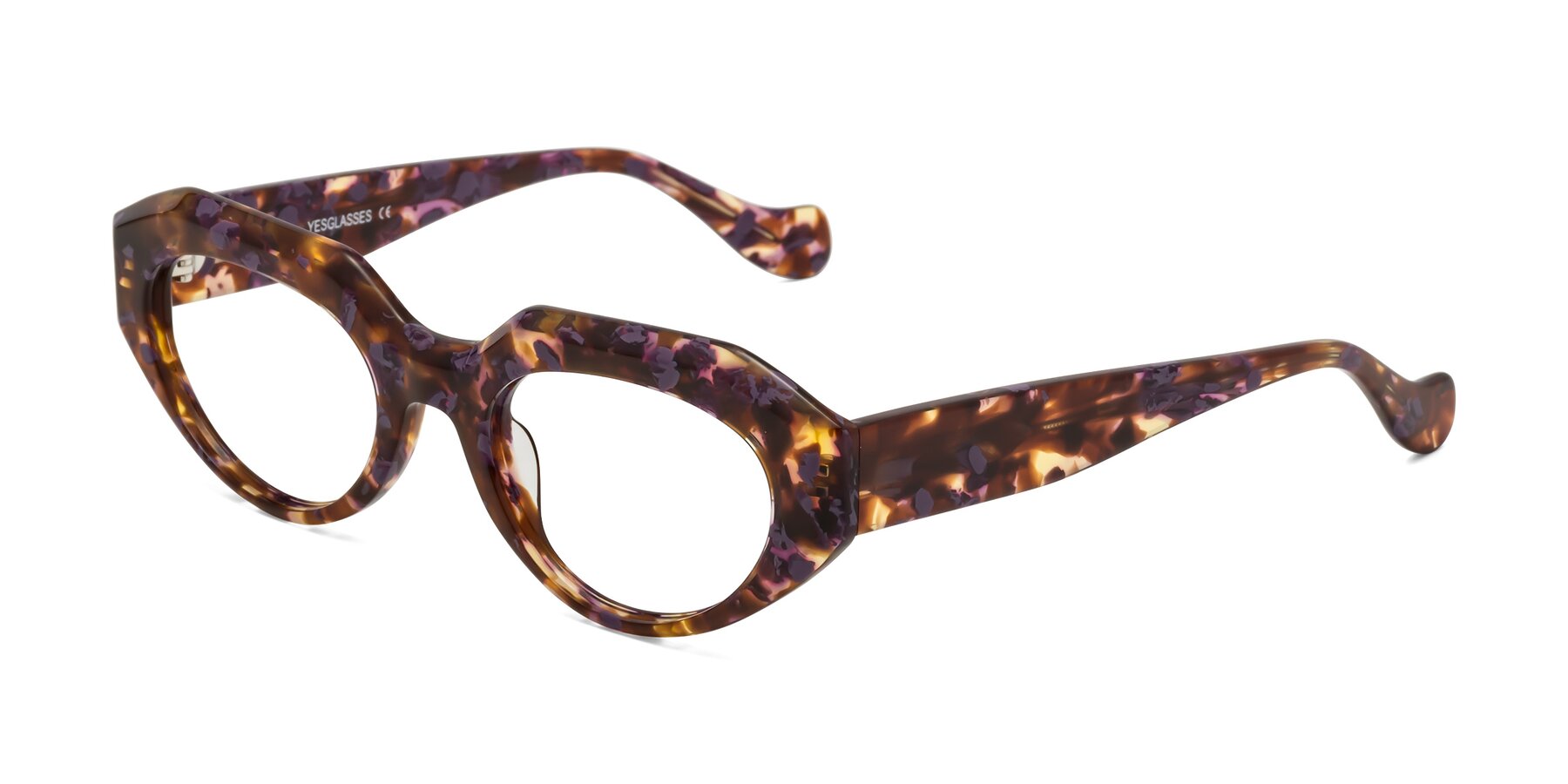 Angle of Vantis in Fall Floral with Clear Eyeglass Lenses