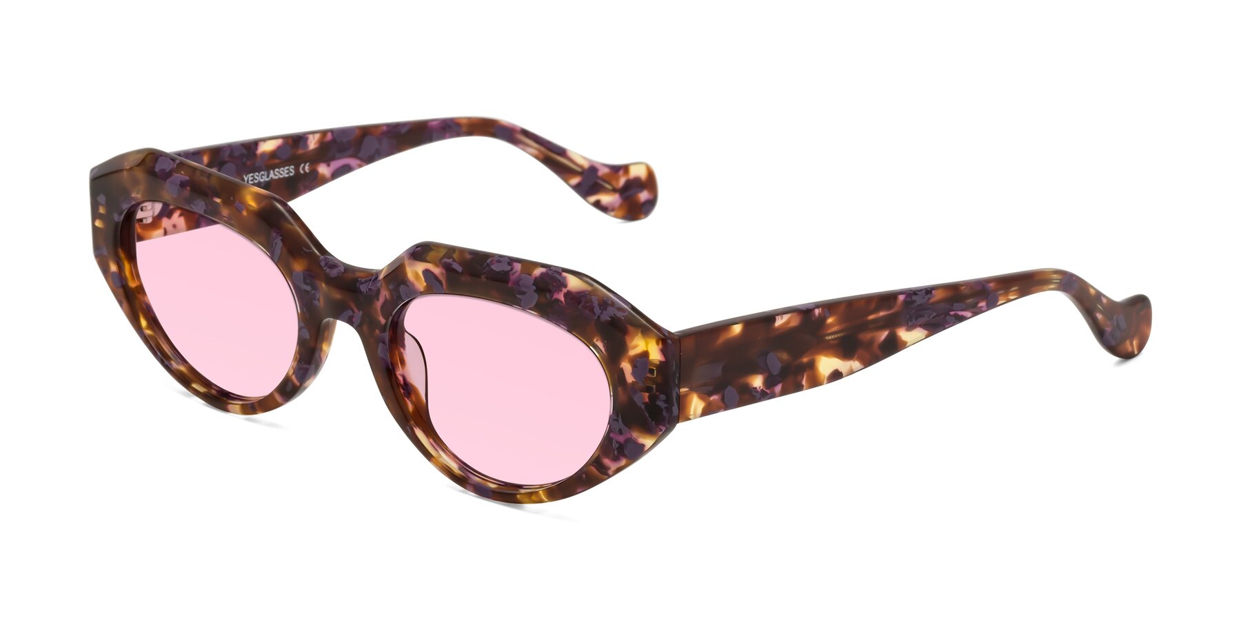 Angle of Vantis in Fall Floral with Light Pink Tinted Lenses