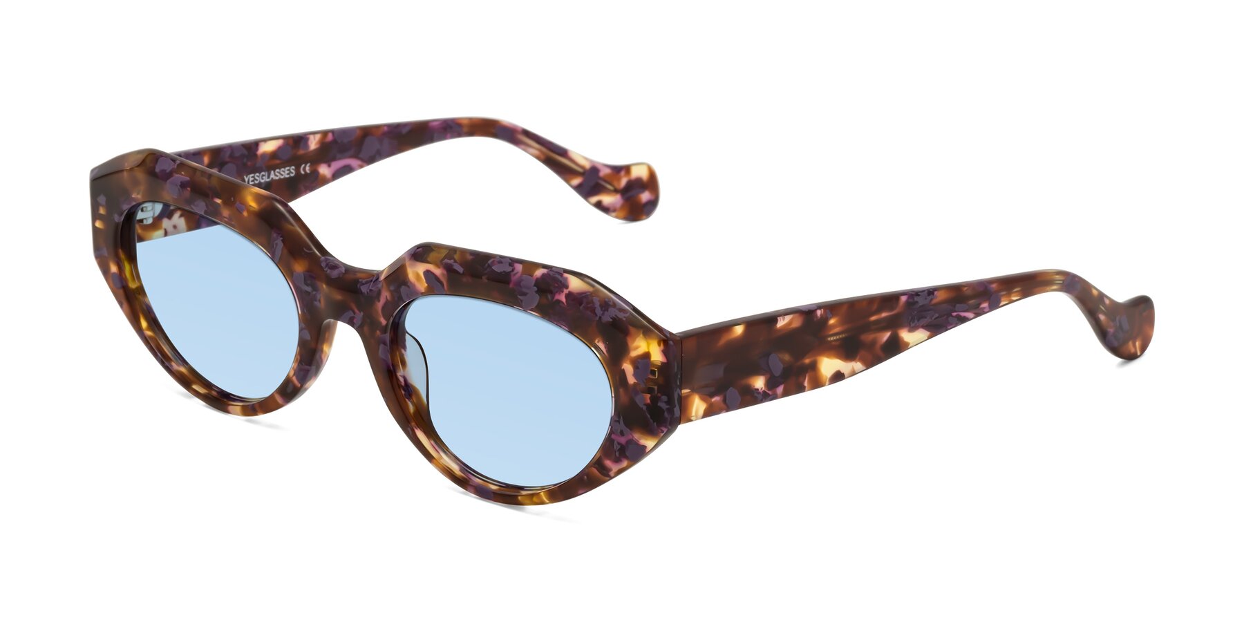 Angle of Vantis in Fall Floral with Light Blue Tinted Lenses
