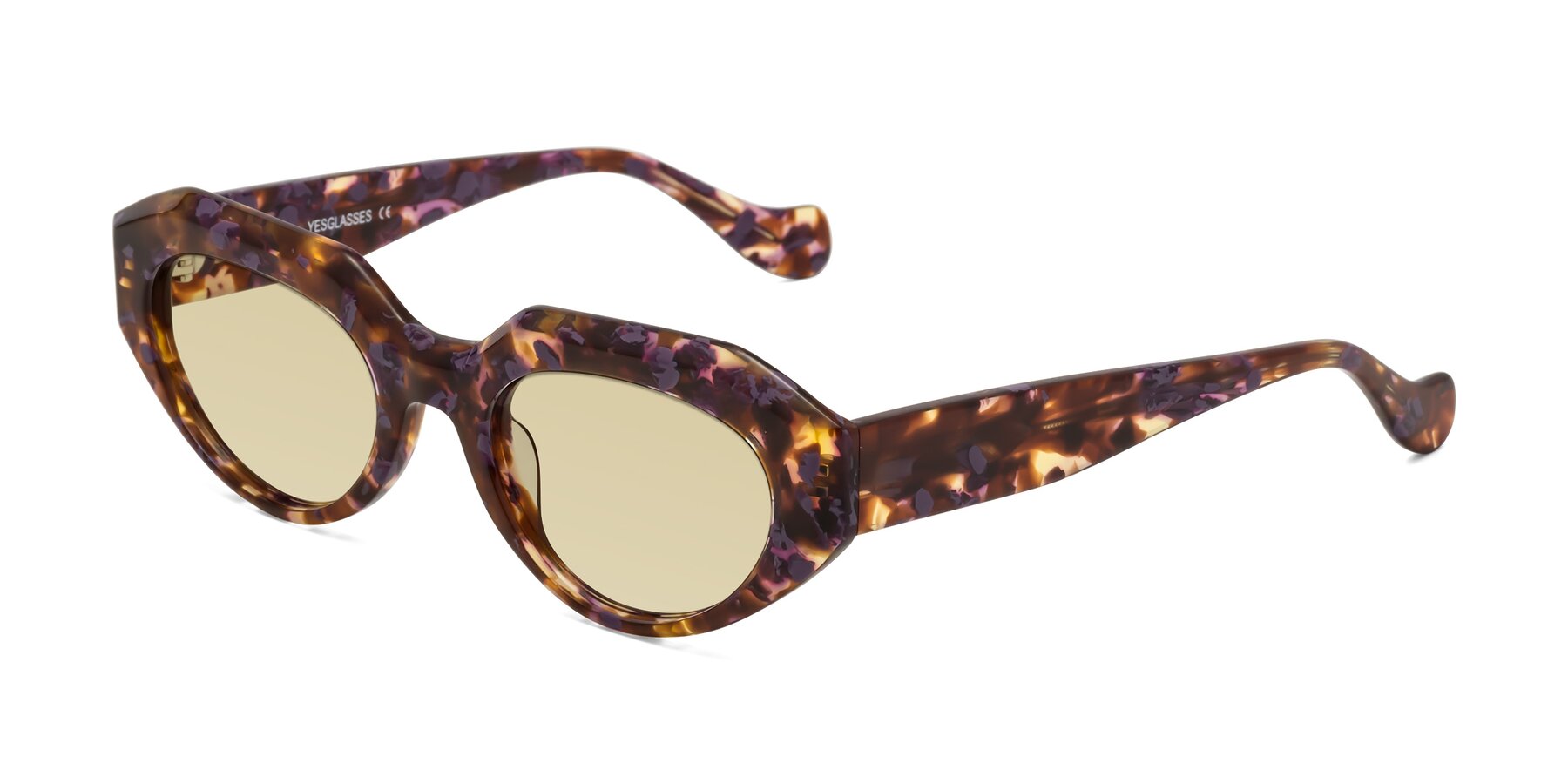 Angle of Vantis in Fall Floral with Light Champagne Tinted Lenses