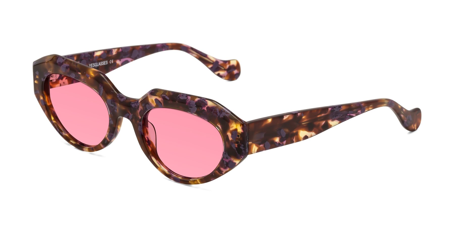 Angle of Vantis in Fall Floral with Pink Tinted Lenses