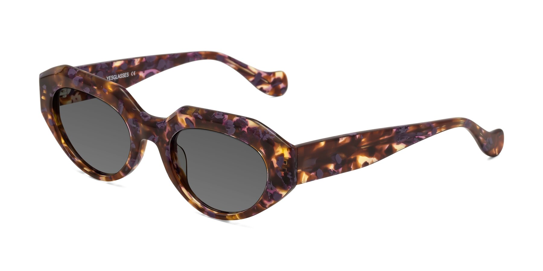 Angle of Vantis in Fall Floral with Medium Gray Tinted Lenses