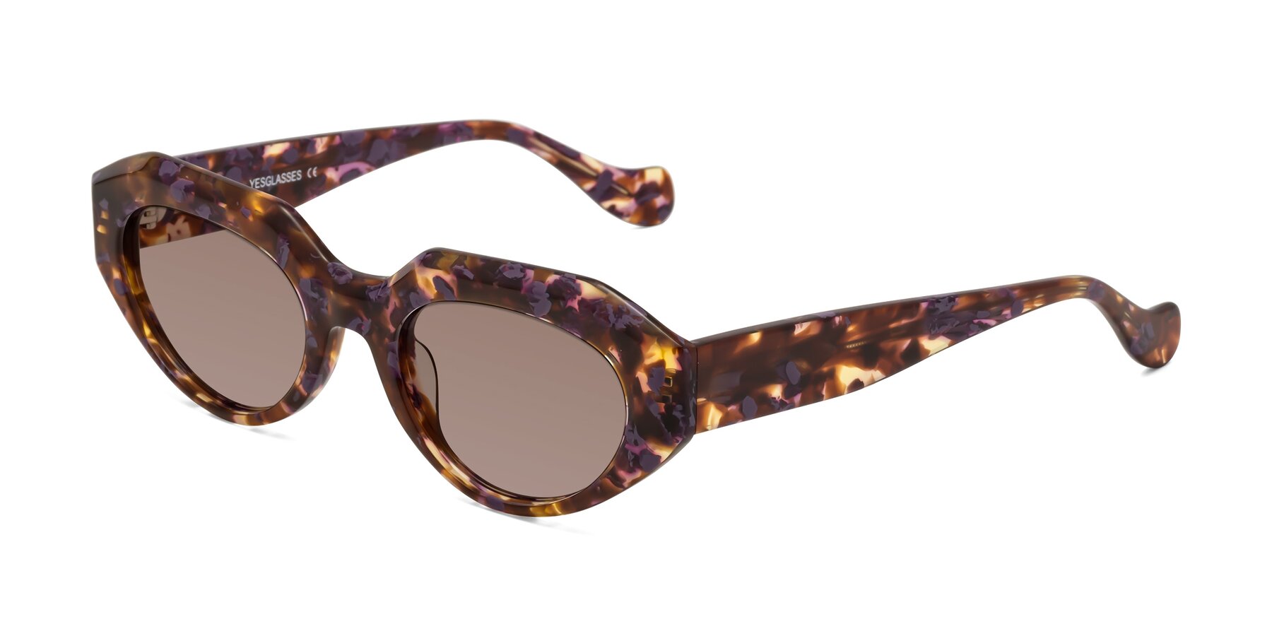 Angle of Vantis in Fall Floral with Medium Brown Tinted Lenses