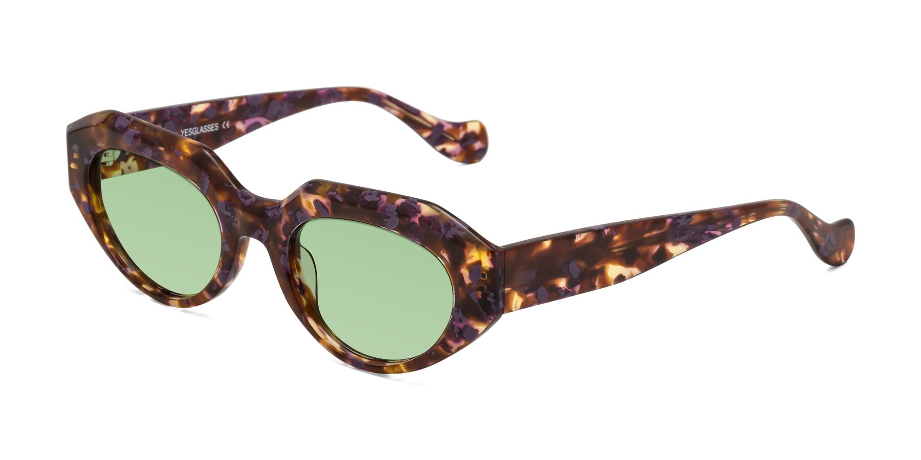 Angle of Vantis in Fall Floral with Medium Green Tinted Lenses